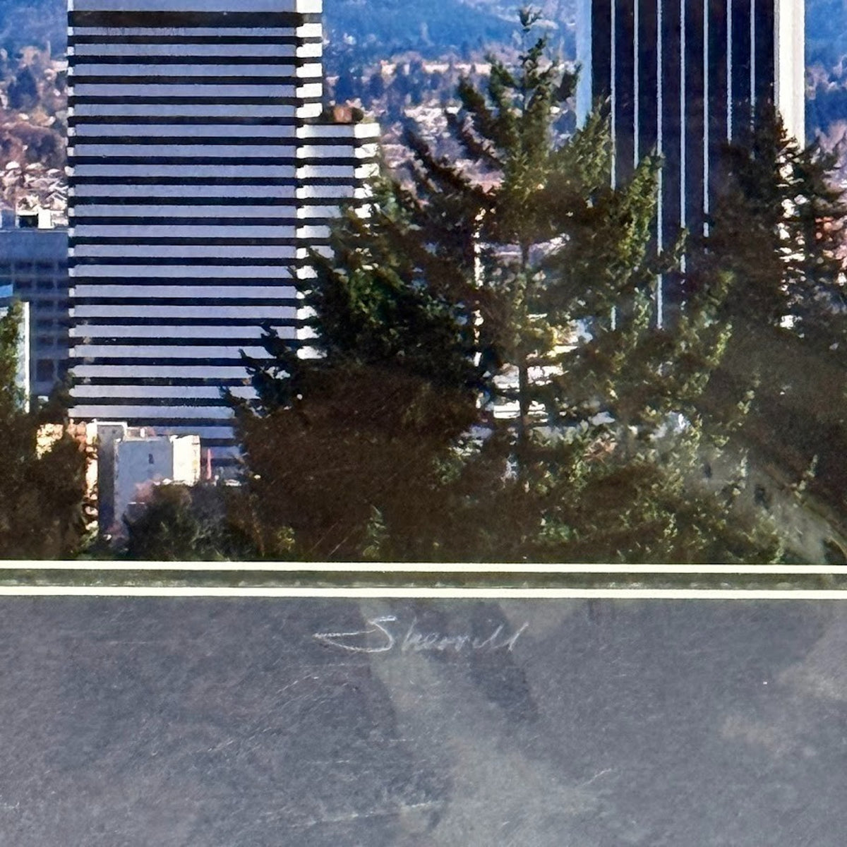 Portland Skyline Daytime with Mt. Hood — Signed Sherrill Photo Print 13" x 7"