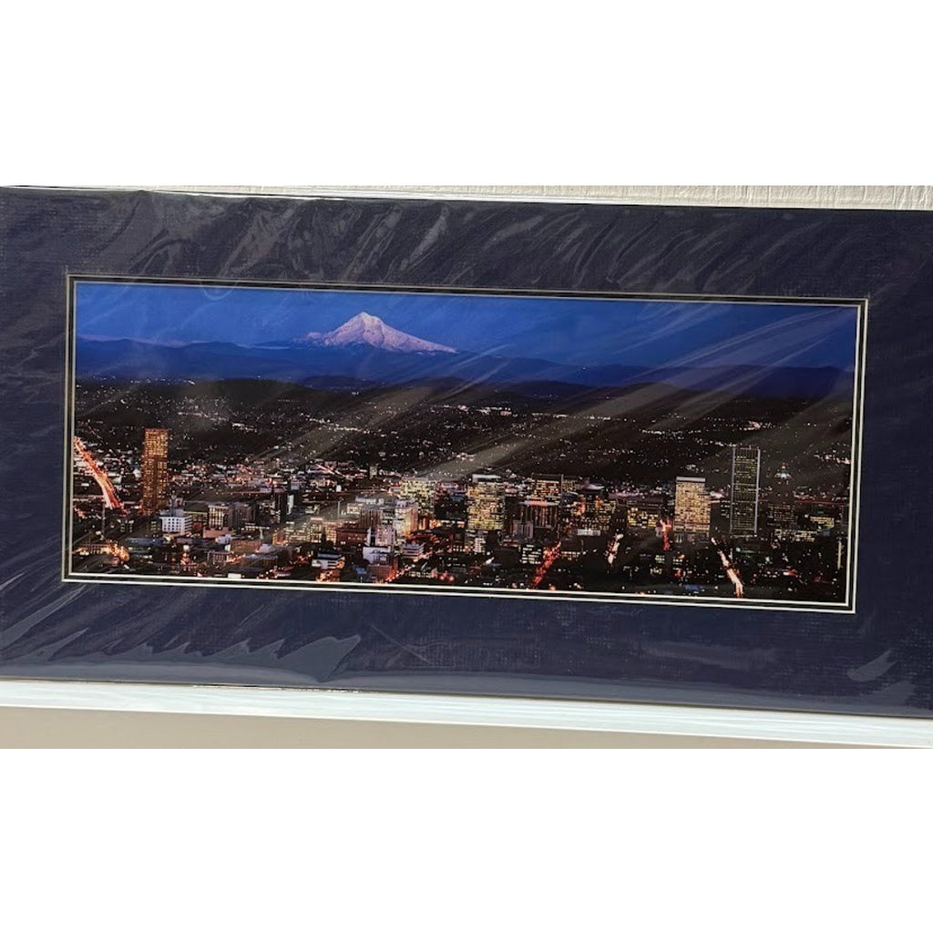 Portland Skyline at Night with Mt. Hood — Signed Sherrill Photo Print 13" x 7"