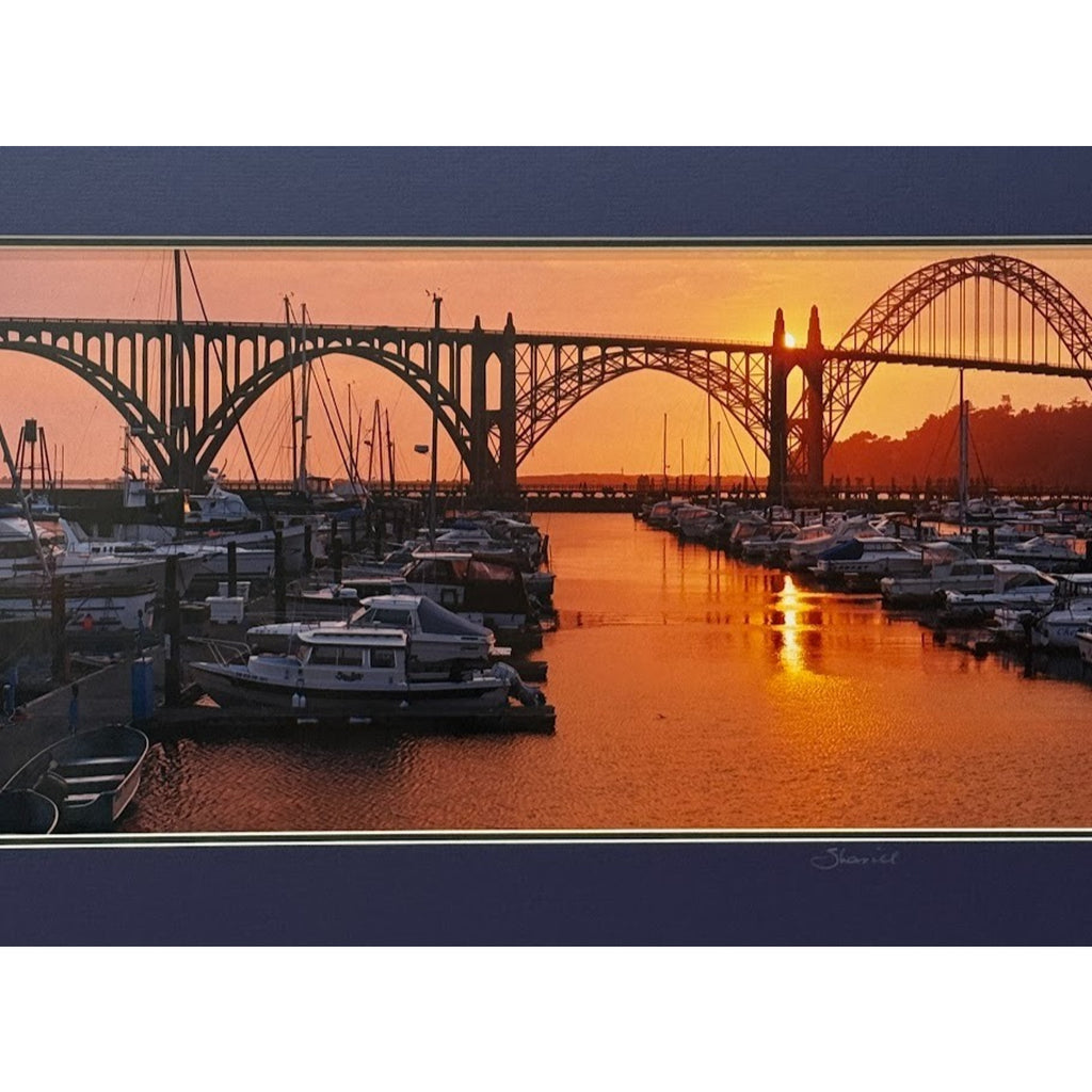 Yaquina Bay Bridge, Newport Sunset – Signed Sherrill Photo Print 20" x 8"
