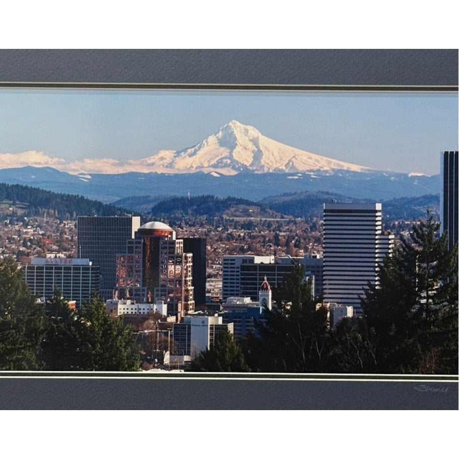 Portland Skyline, Mt. Hood View – Signed Sherrill Photo Print 24" x 12"