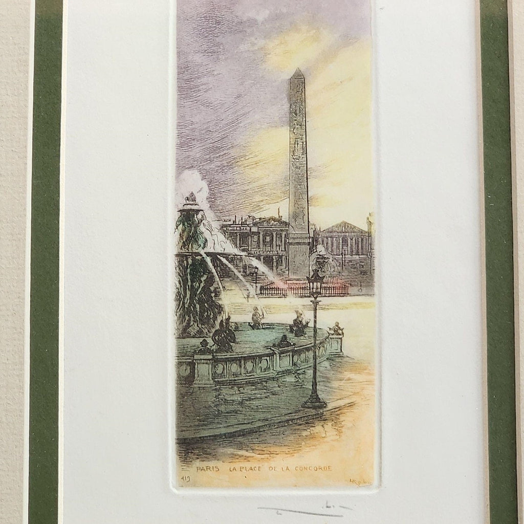 Place de la Concorde, Paris – Signed Léopold Robin Etching 10" x 12"