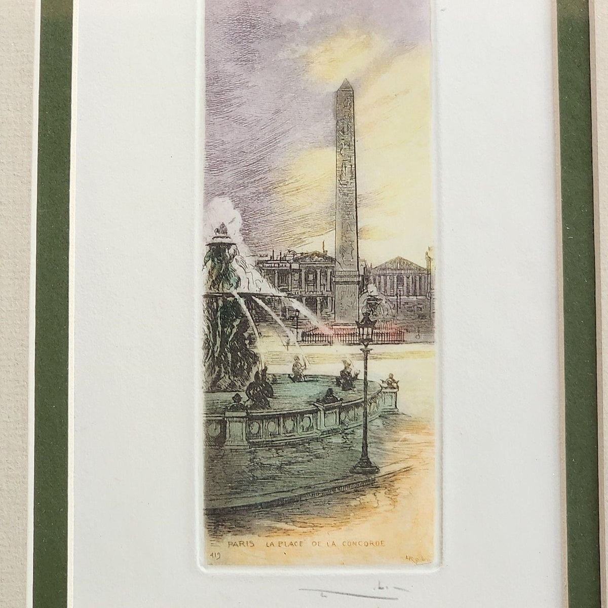 Place de la Concorde, Paris – Signed Léopold Robin Etching 10" x 12"