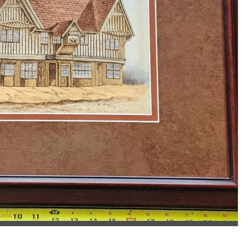 The Crown Inn, Tudor Half-Timbered Pub – Signed W. Garn Watercolor 12" x 9.75"
