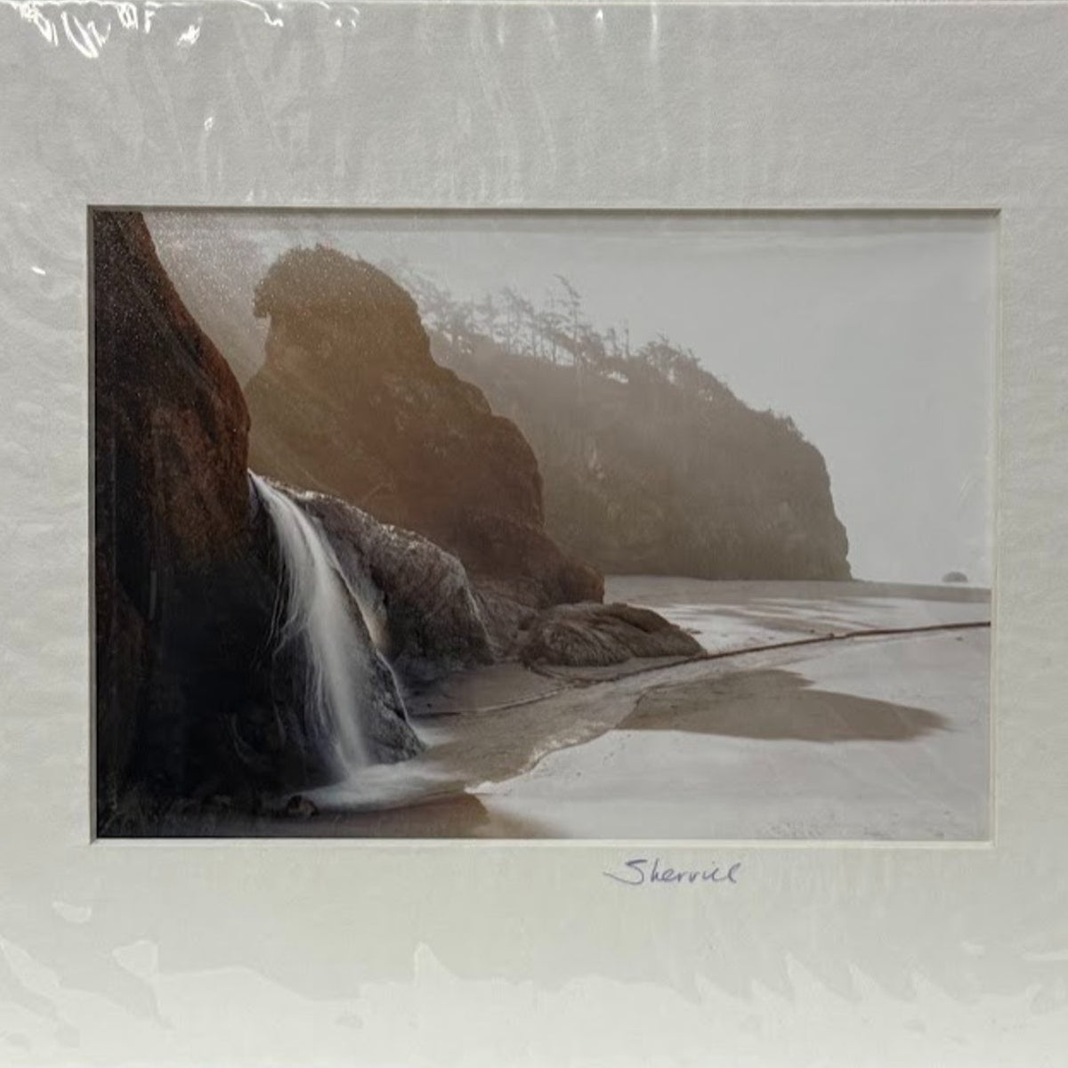 Hug Point Waterfall, Oregon Coast – Signed Sherrill Photo Print 8" x 10"