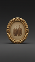 Gilded Oval Frame With Sepia Photo Reproduction