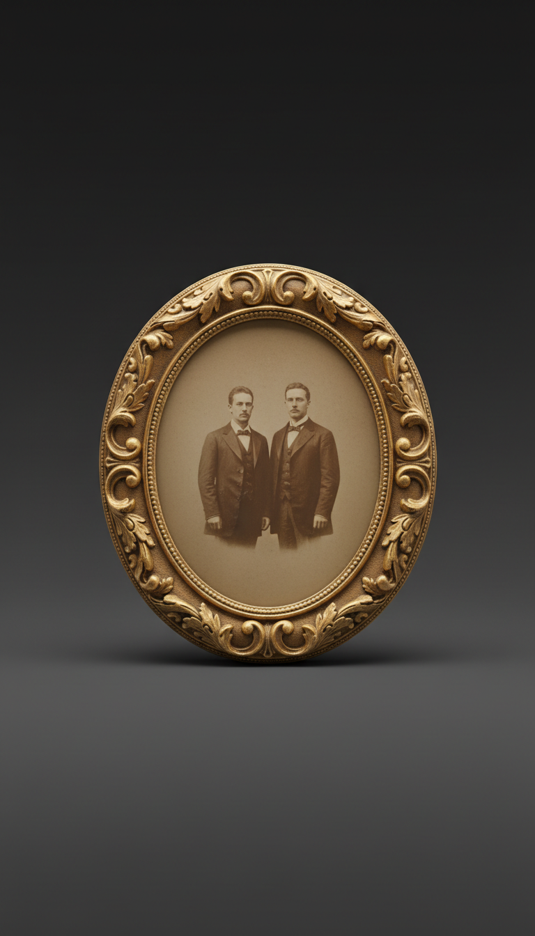 Gilded Oval Frame With Sepia Photo Reproduction