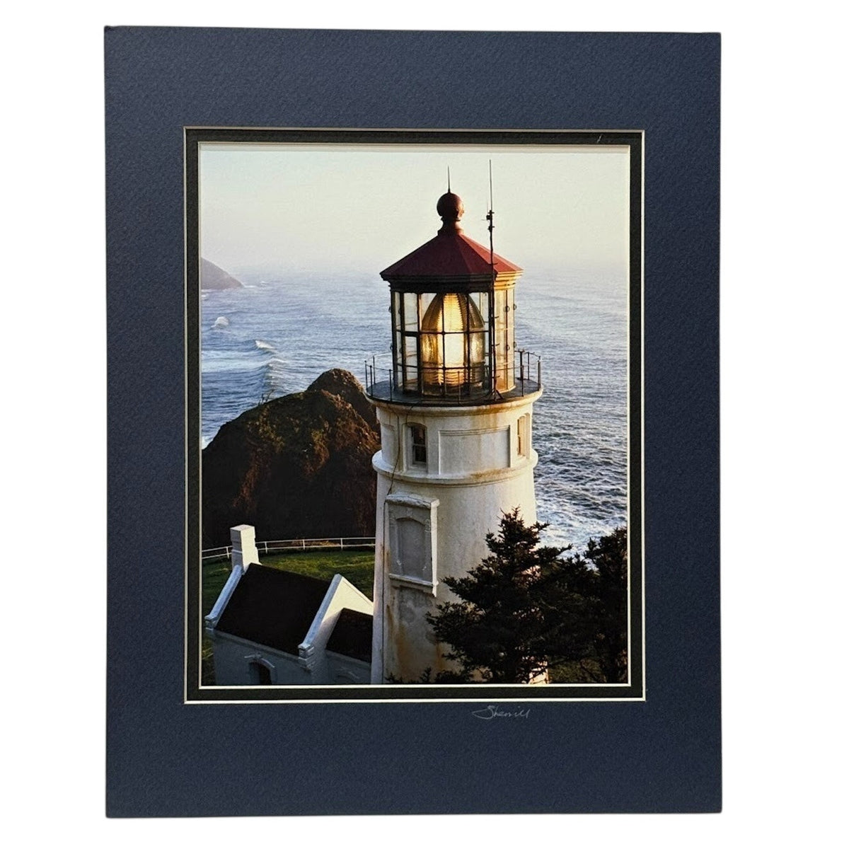 Heceta Head Lighthouse, Oregon – Signed Sherrill Matted Photo Print 14" x 11"