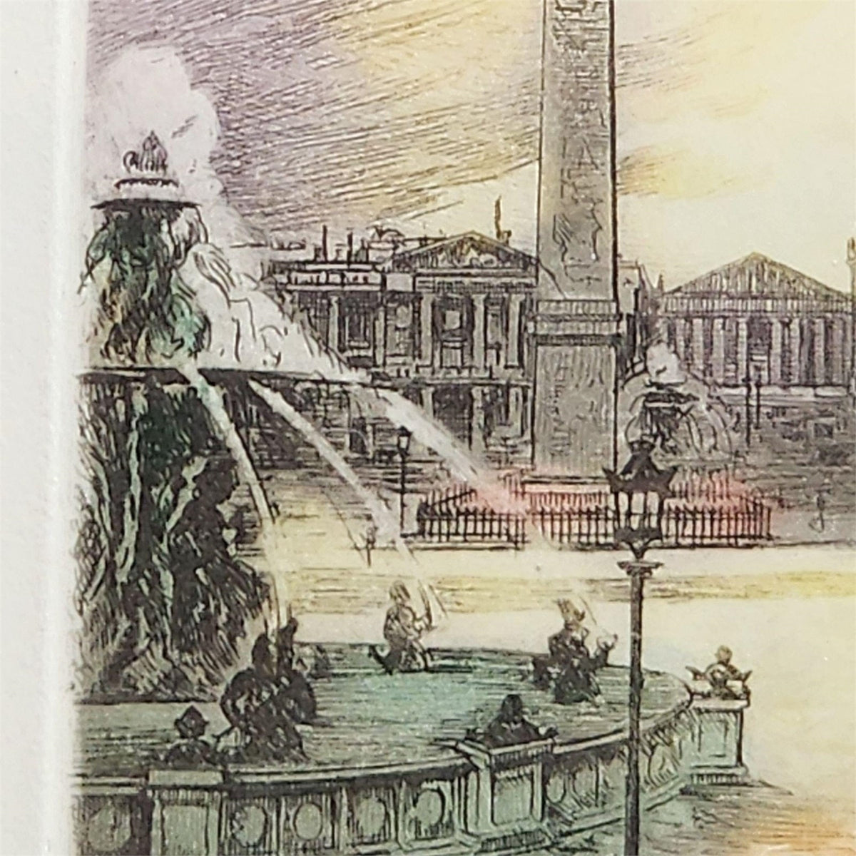 Place de la Concorde, Paris – Signed Léopold Robin Etching 10" x 12"
