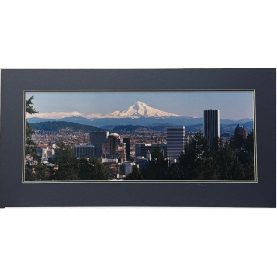 Portland Skyline, Mt. Hood View – Signed Sherrill Photo Print 24" x 12"