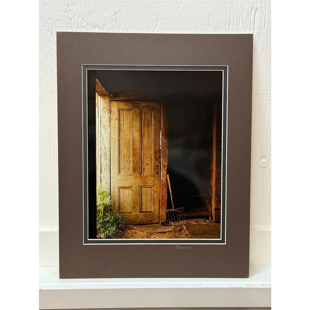 Door in Old Barn – Signed Sherrill Double-Matted Photo Print 14" x 11"