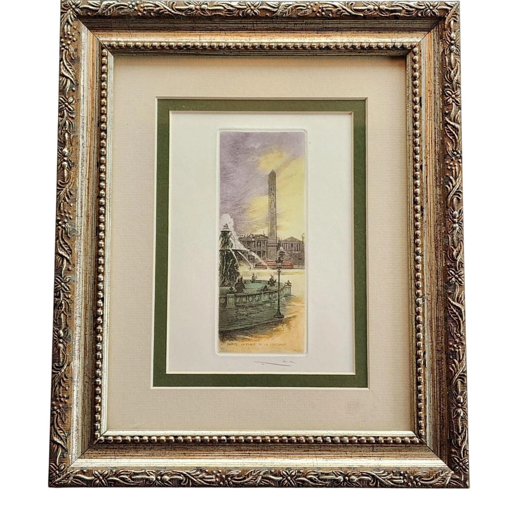 Place de la Concorde, Paris – Signed Léopold Robin Etching 10" x 12"