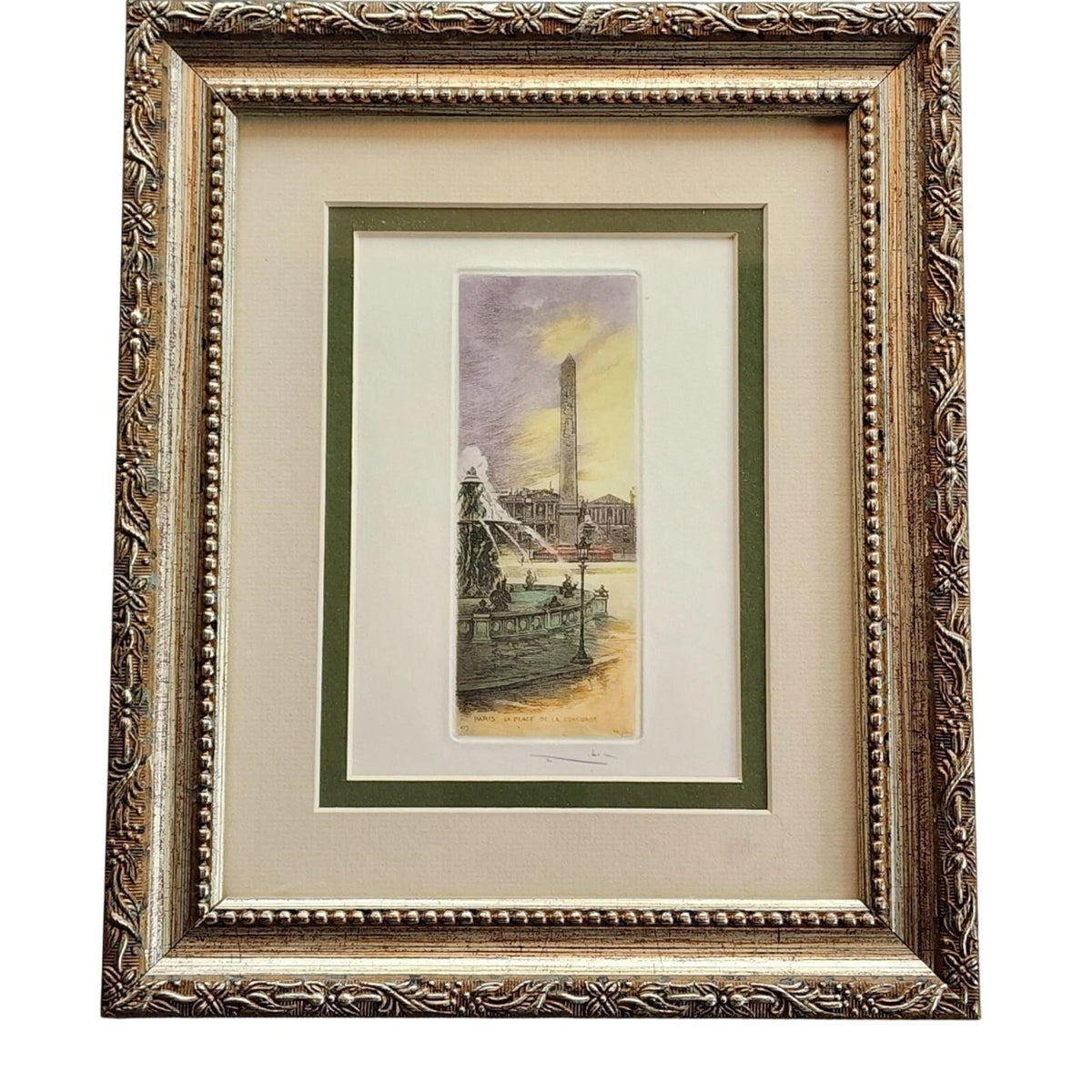 Place de la Concorde, Paris – Signed Léopold Robin Etching 10" x 12"