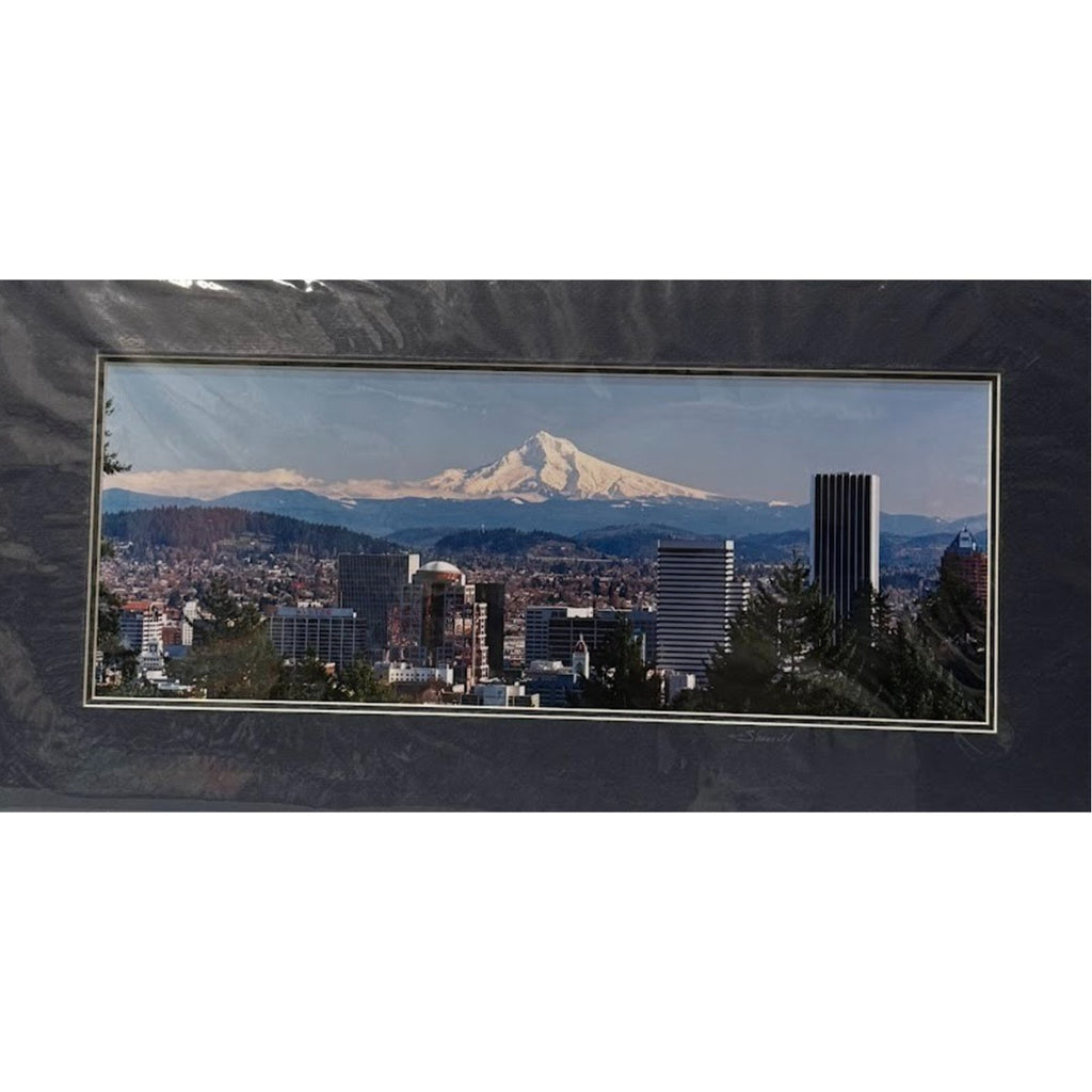 Portland Skyline Daytime with Mt. Hood — Signed Sherrill Photo Print 13" x 7"