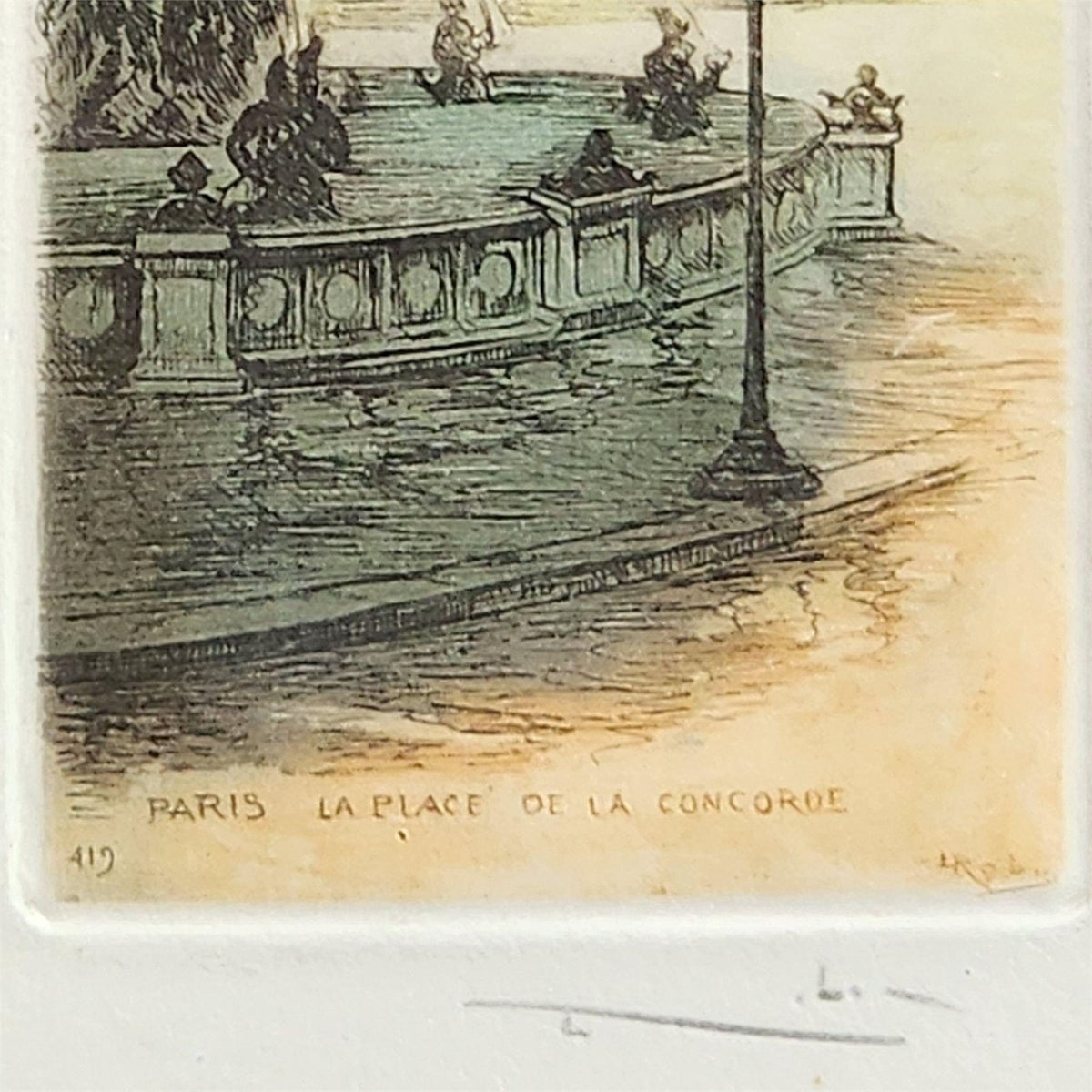 Place de la Concorde, Paris – Signed Léopold Robin Etching 10" x 12"