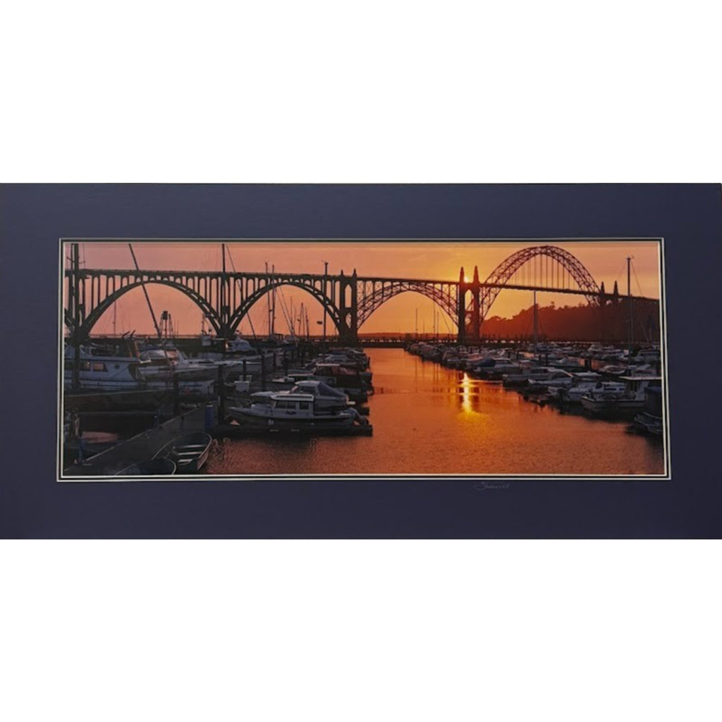 Yaquina Bay Bridge, Newport Sunset – Signed Sherrill Photo Print 20" x 8"