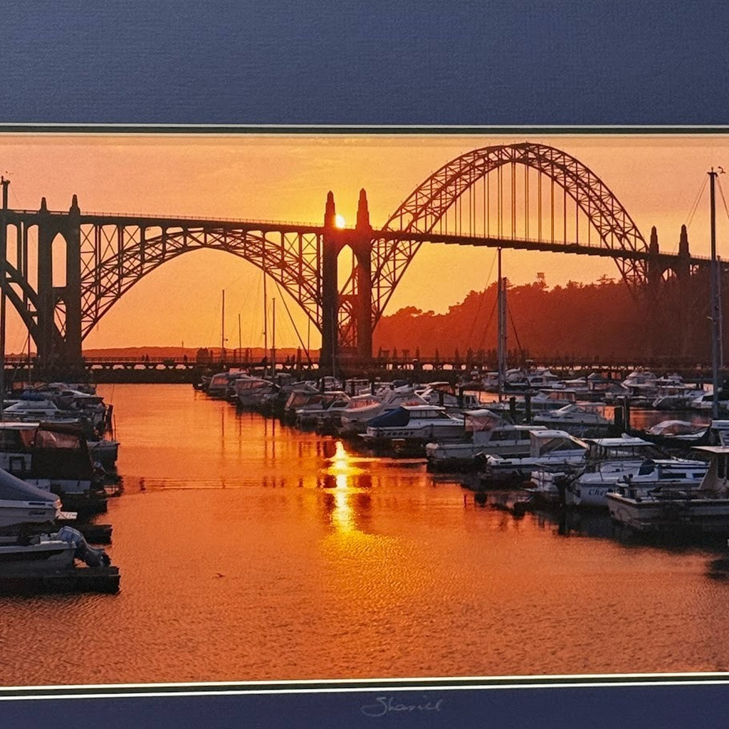 Yaquina Bay Bridge, Newport Sunset – Signed Sherrill Photo Print 20" x 8"