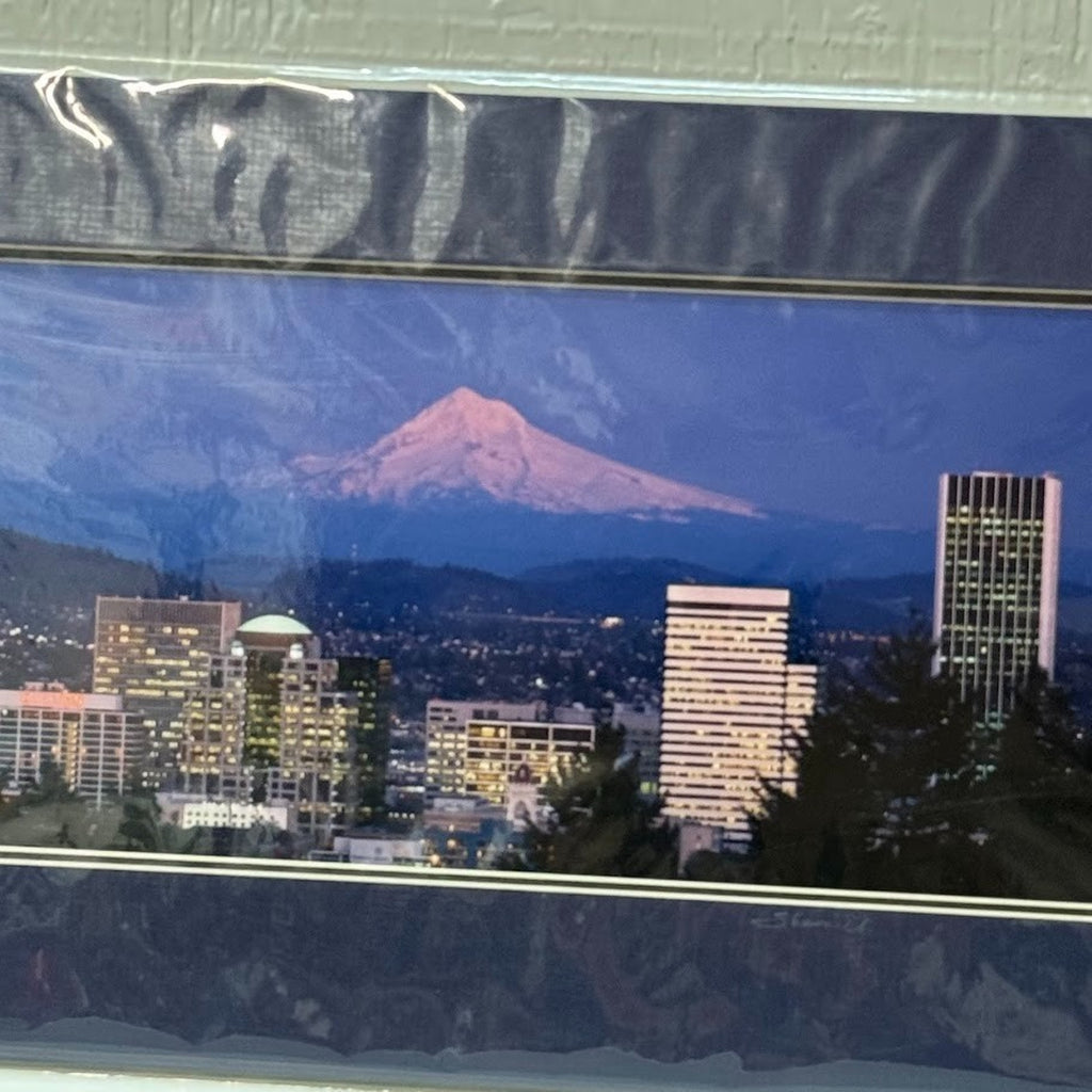 Portland Twilight Skyline and Mt. Hood — Signed Sherrill Photo Print 24" x 12"