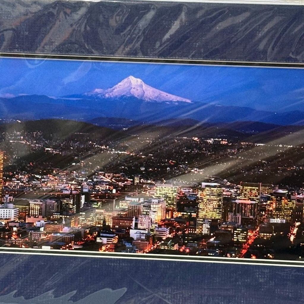 Portland Skyline at Night with Mt. Hood — Signed Sherrill Photo Print 13" x 7"