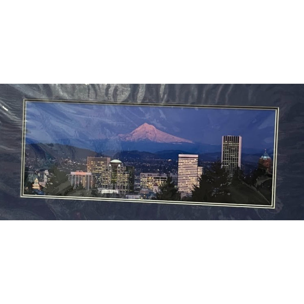 Portland Twilight Skyline and Mt. Hood — Signed Sherrill Photo Print 24" x 12"